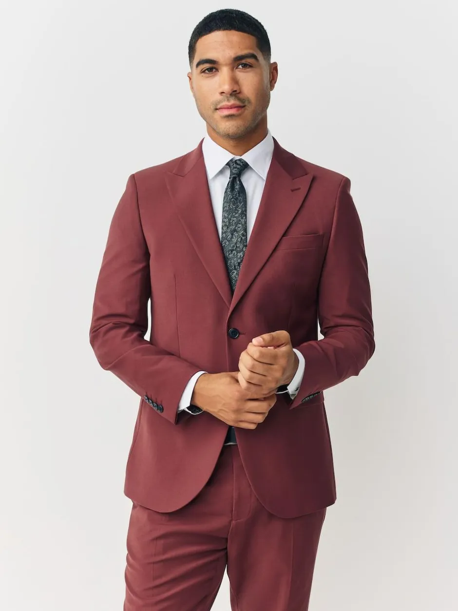 Next Slim Fit Slim Fit Motion Flex Wool Blend Suit Jacket Rust Brown Online