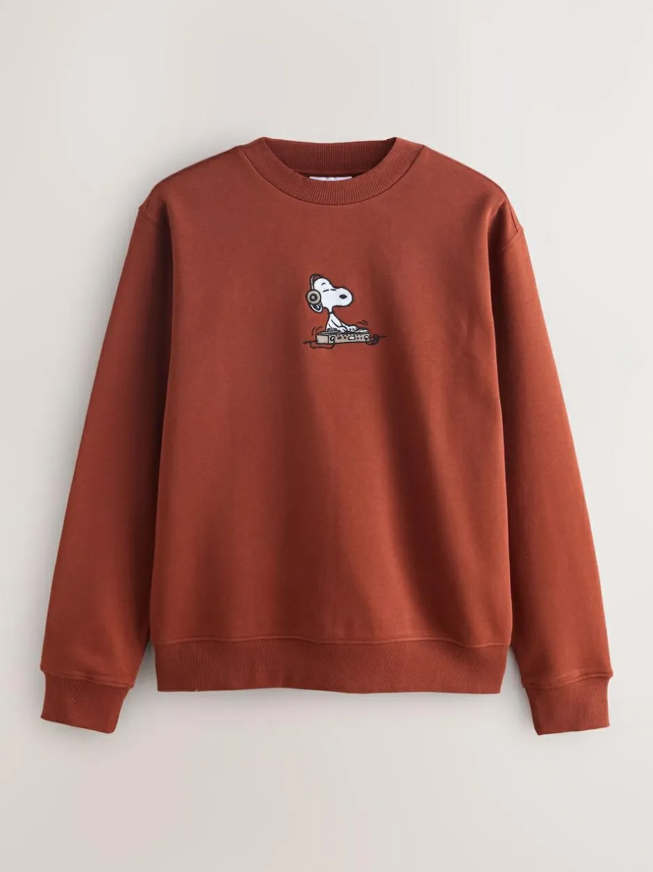 Next Rust Brown Snoopy Licence Graphic Back Print Crew Sweatshirt Best