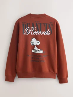 Next Rust Brown Snoopy Licence Graphic Back Print Crew Sweatshirt Best