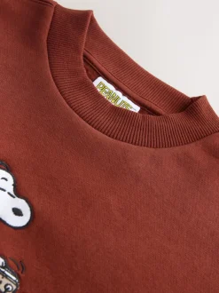 Next Rust Brown Snoopy Licence Graphic Back Print Crew Sweatshirt Best