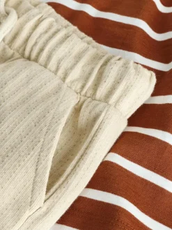 Next Short Sleeve T-Shirt and Shorts Set (3mths-7yrs) Rust Brown Stripe Padded Animals