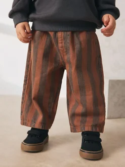 Next Rust Brown Stripe Printed Pull On Wide Trousers (3mths-7yrs) Sale