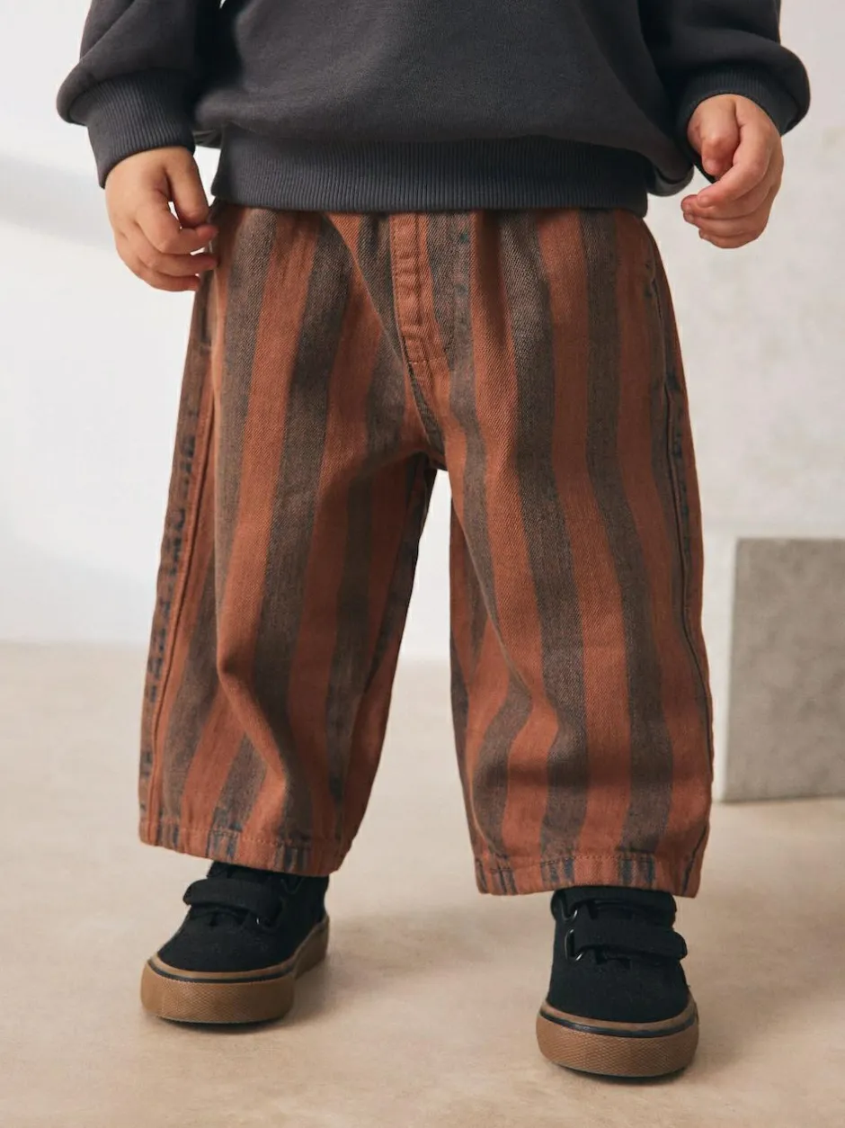 Next Rust Brown Stripe Printed Pull On Wide Trousers (3mths-7yrs) Sale