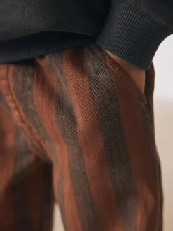 Next Rust Brown Stripe Printed Pull On Wide Trousers (3mths-7yrs) Sale