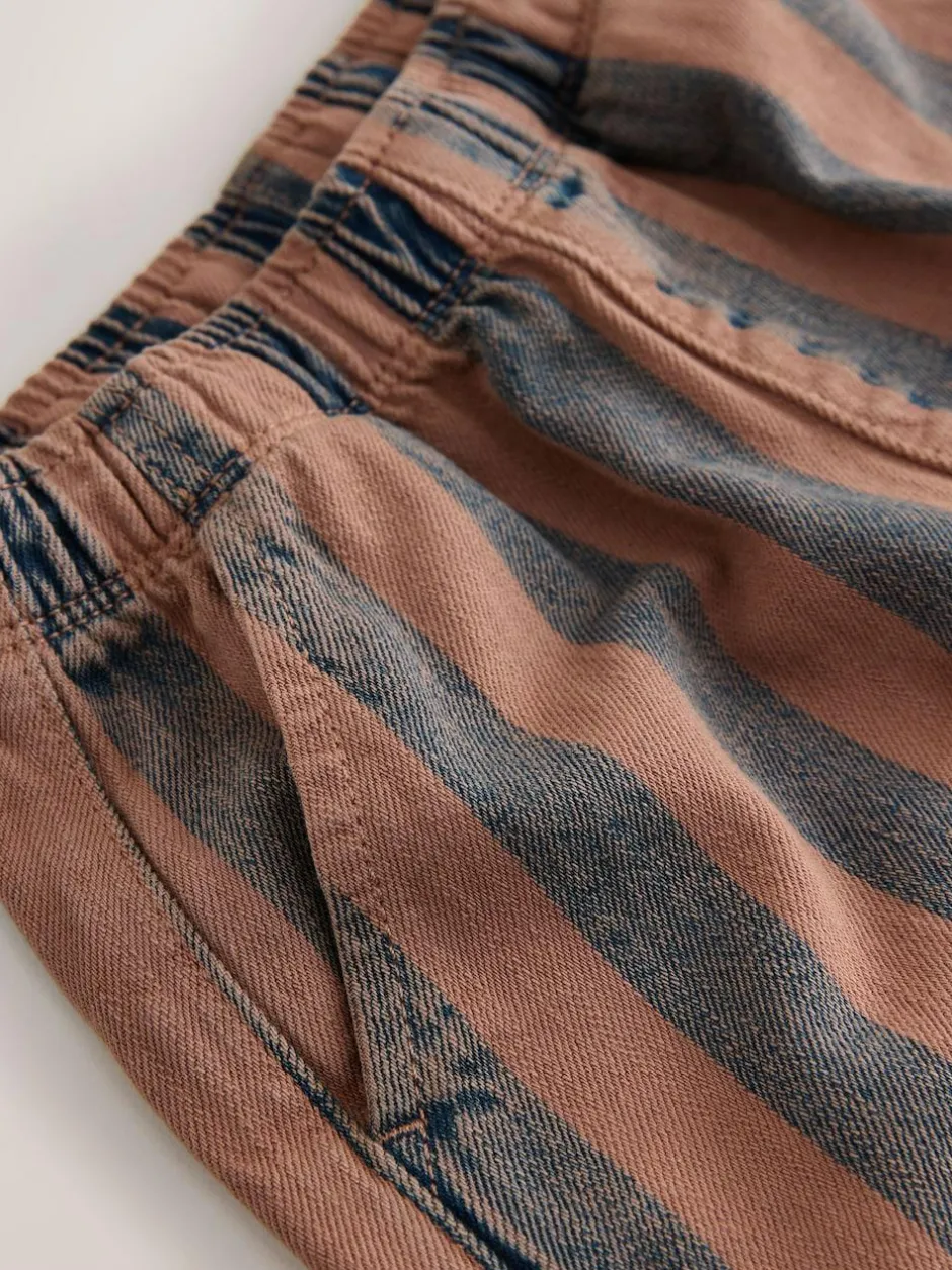 Next Rust Brown Stripe Printed Pull On Wide Trousers (3mths-7yrs) Sale