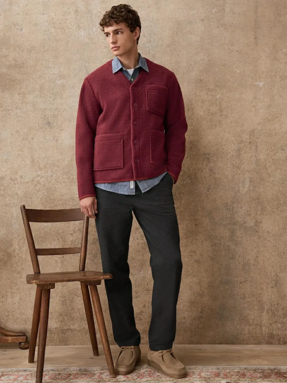Next Wool Look Fleece Cardigan Rust Brown Best
