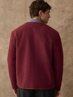 Next Wool Look Fleece Cardigan Rust Brown Best