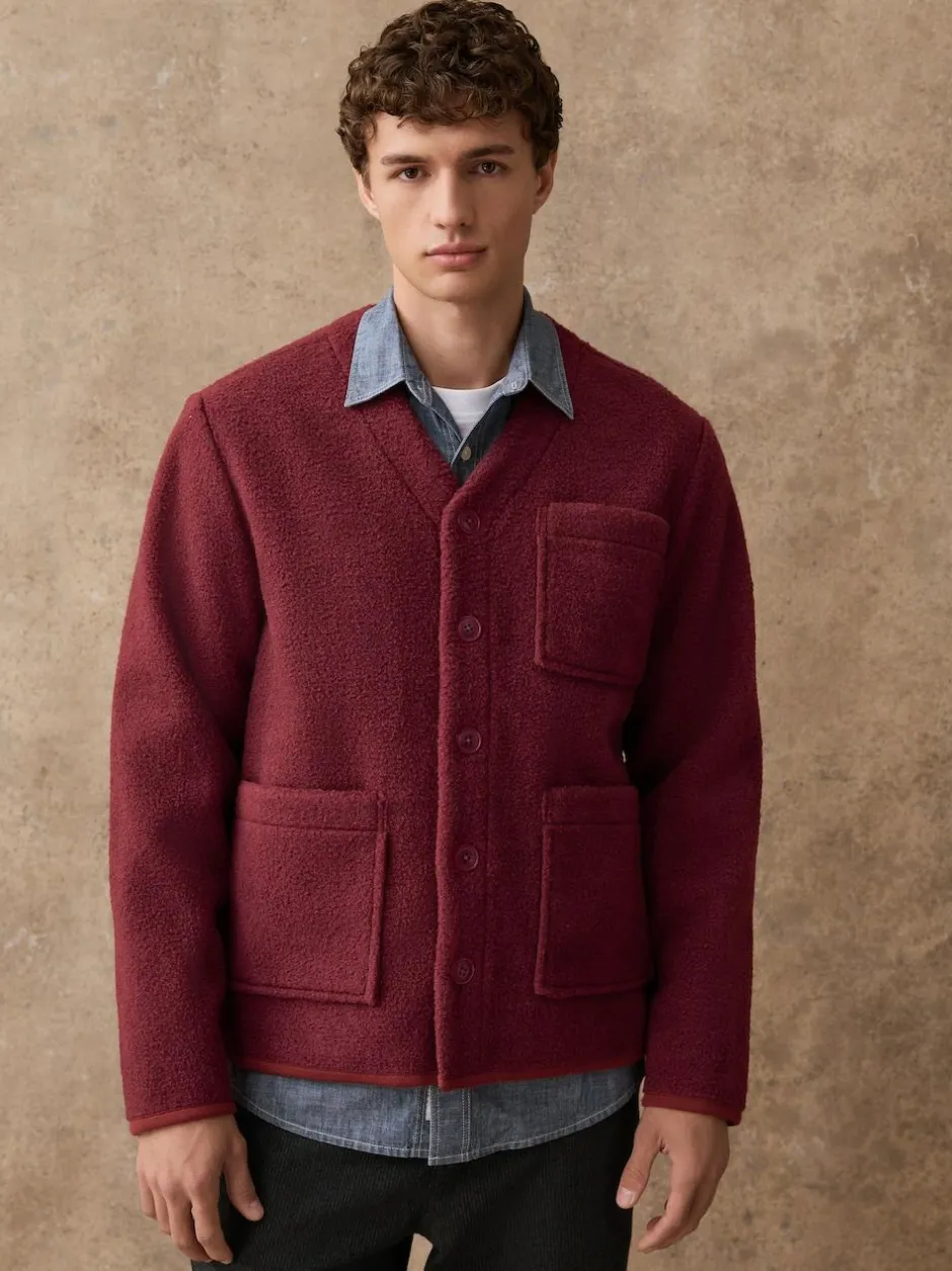 Next Wool Look Fleece Cardigan Rust Brown Best