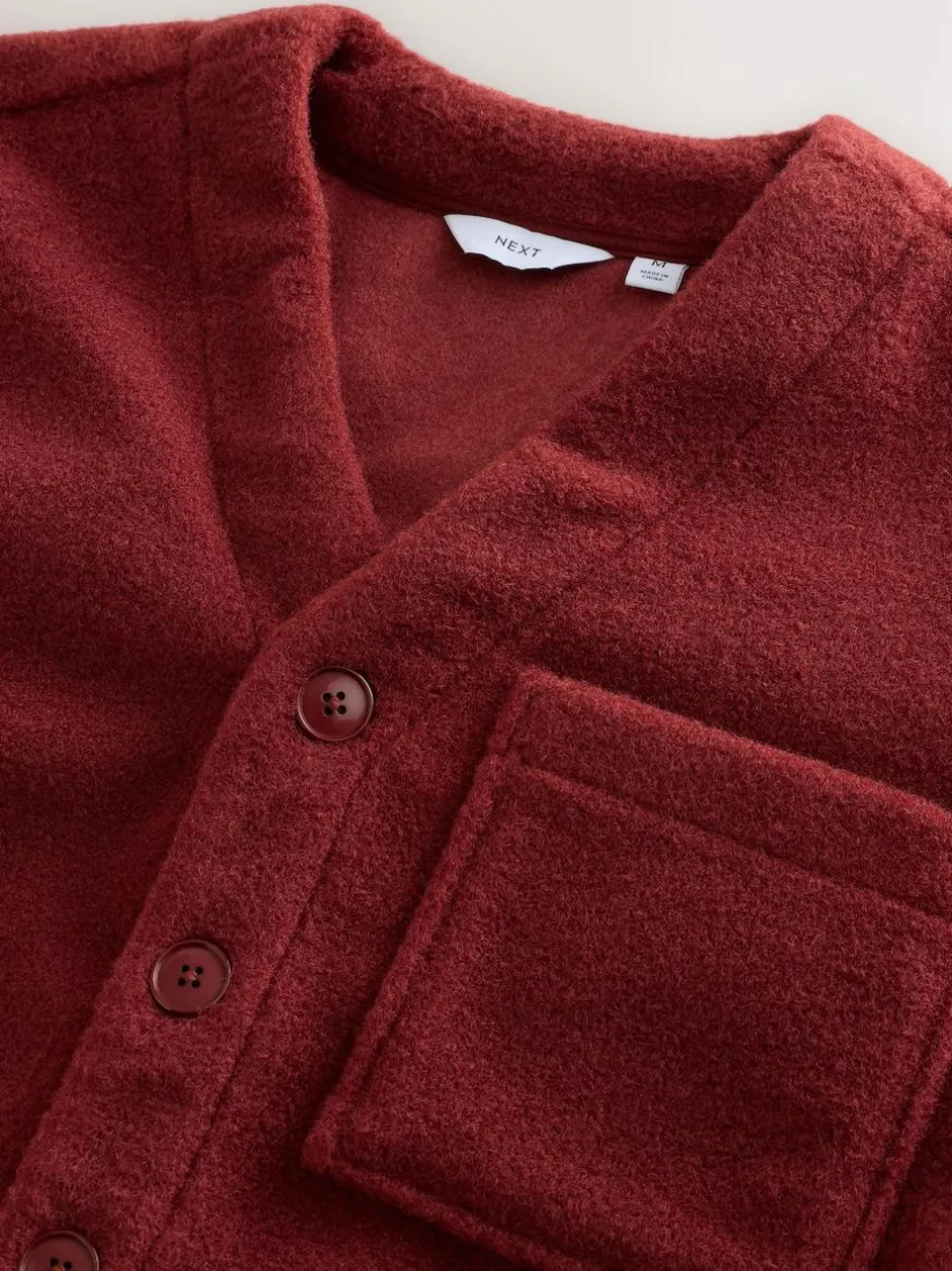 Next Wool Look Fleece Cardigan Rust Brown Best
