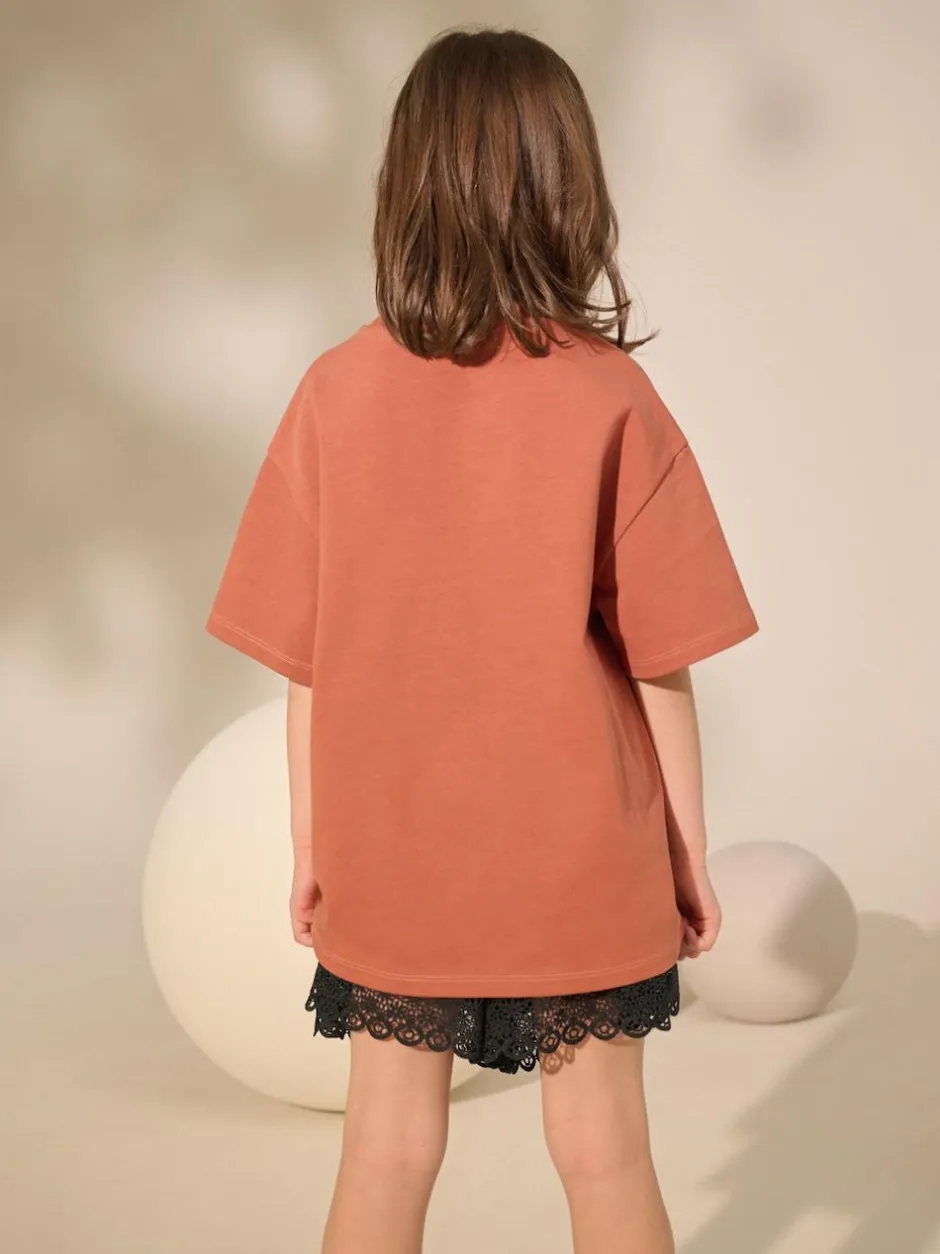 Next Oversized Heavyweight 100% Cotton T-Shirt (3-16yrs) Rust Hot
