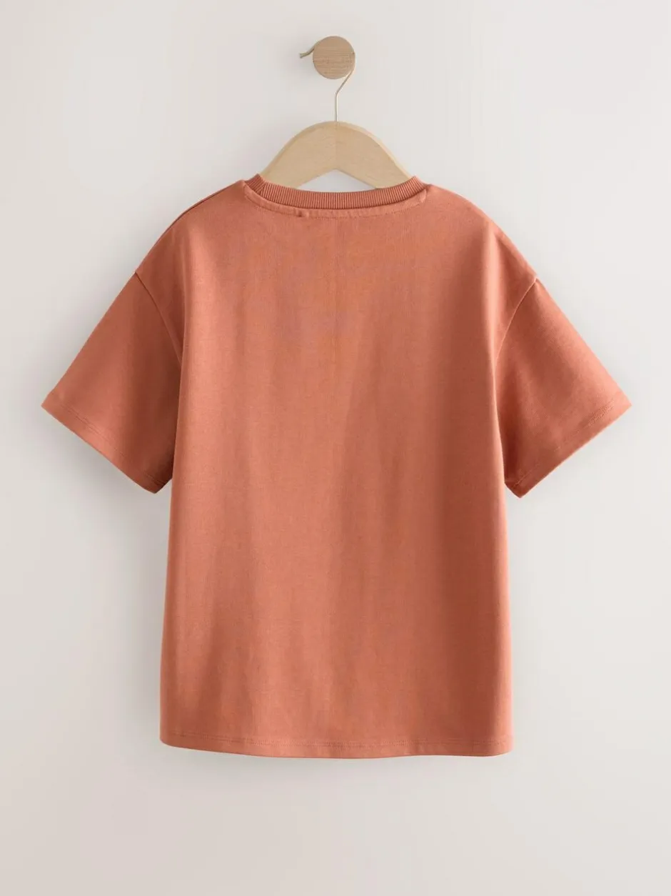 Next Oversized Heavyweight 100% Cotton T-Shirt (3-16yrs) Rust Hot