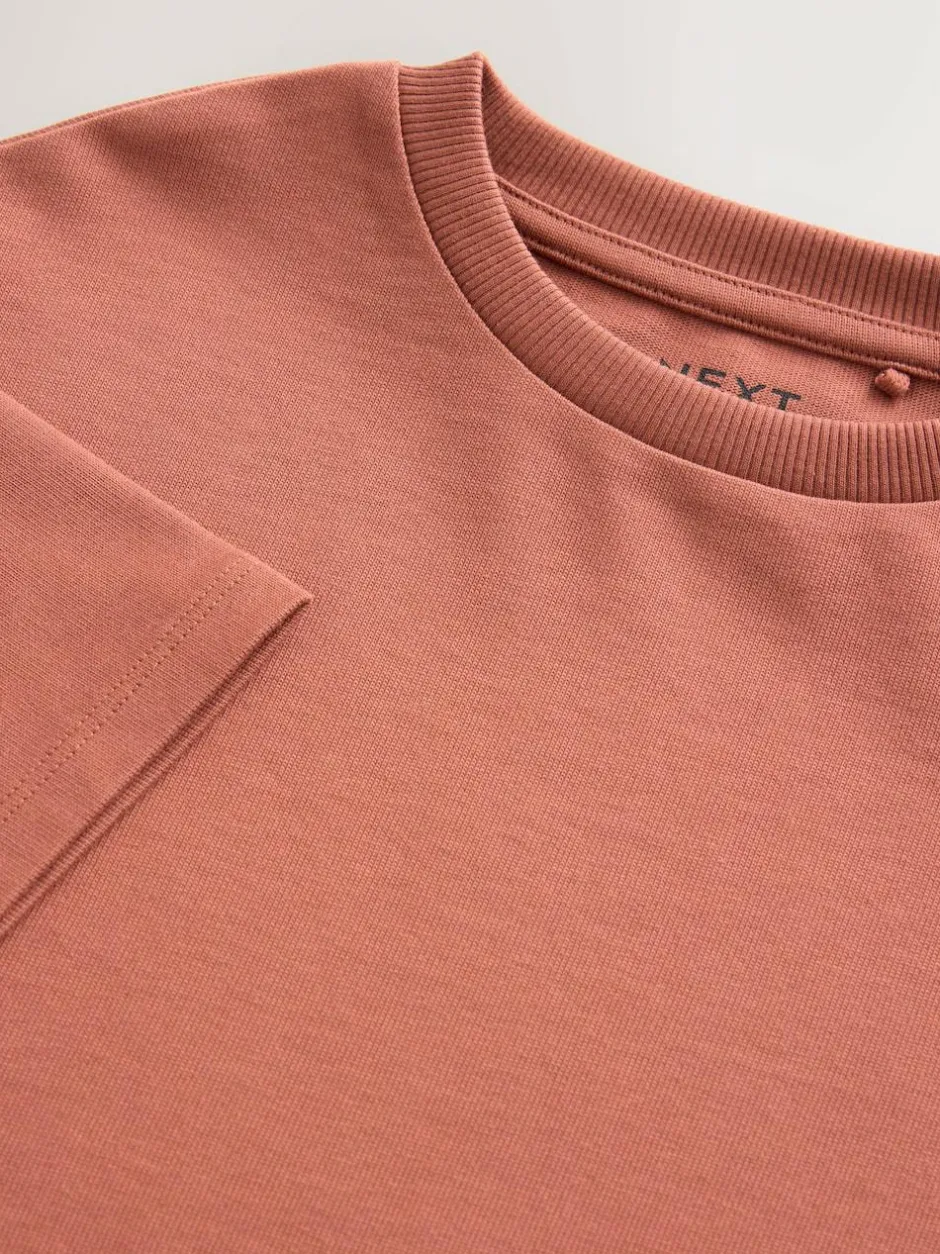 Next Oversized Heavyweight 100% Cotton T-Shirt (3-16yrs) Rust Hot