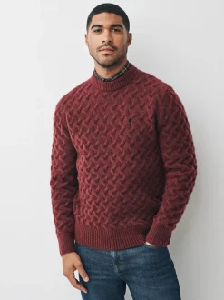 Next Rust Red Regular Fit Cosy Cable Mock Shirt Jumper Online