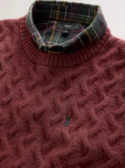 Next Rust Red Regular Fit Cosy Cable Mock Shirt Jumper Online