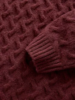 Next Rust Red Regular Fit Cosy Cable Mock Shirt Jumper Online
