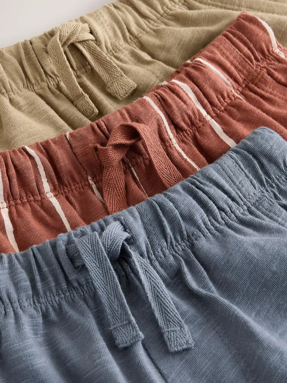 Next Stripe Joggers 3 Pack (3mths-7yrs) Rust Stripe Tan Brown And Grey Outlet