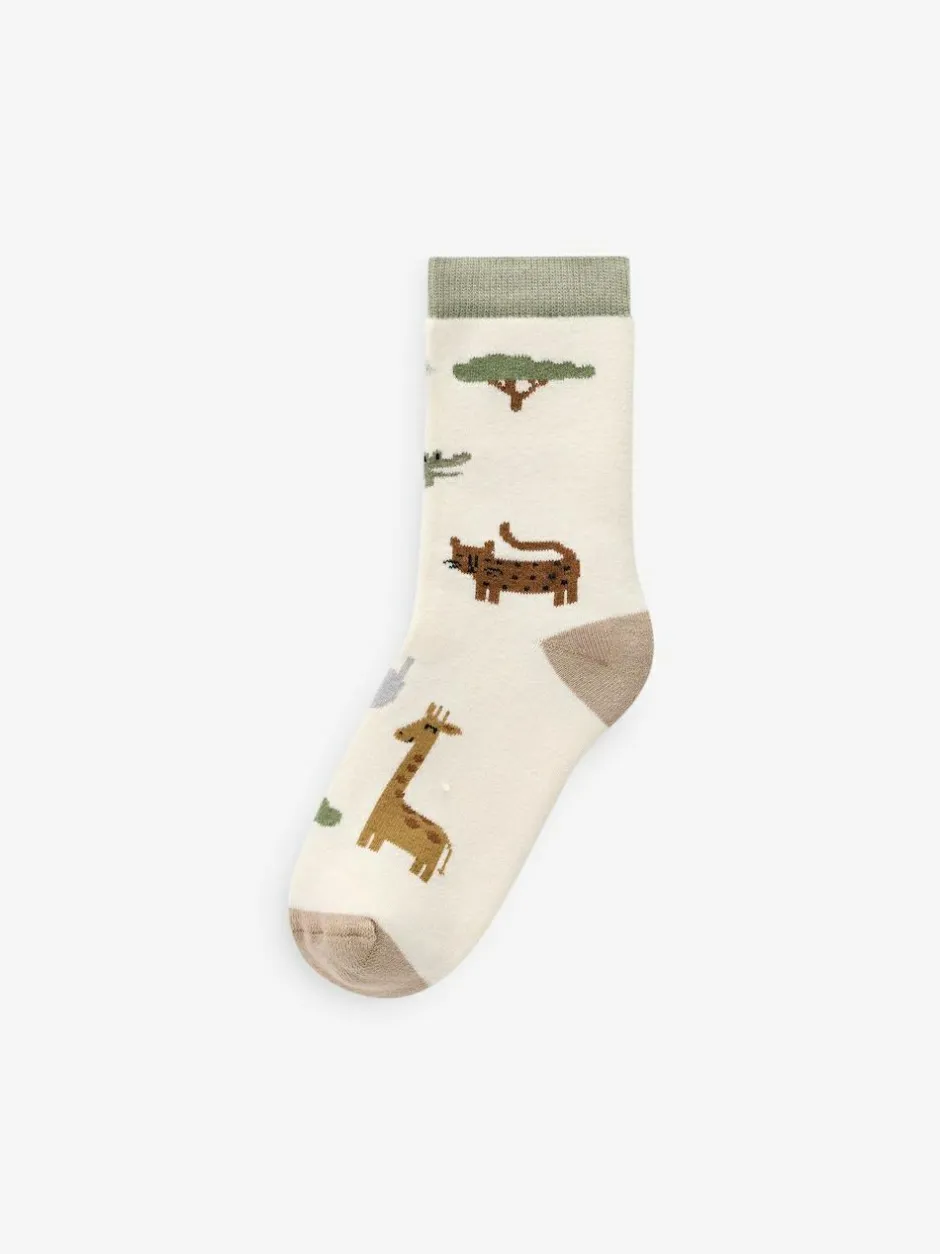 Next Safari Animals Cosy Terry Cotton Rich Socks 5 Pack Discount