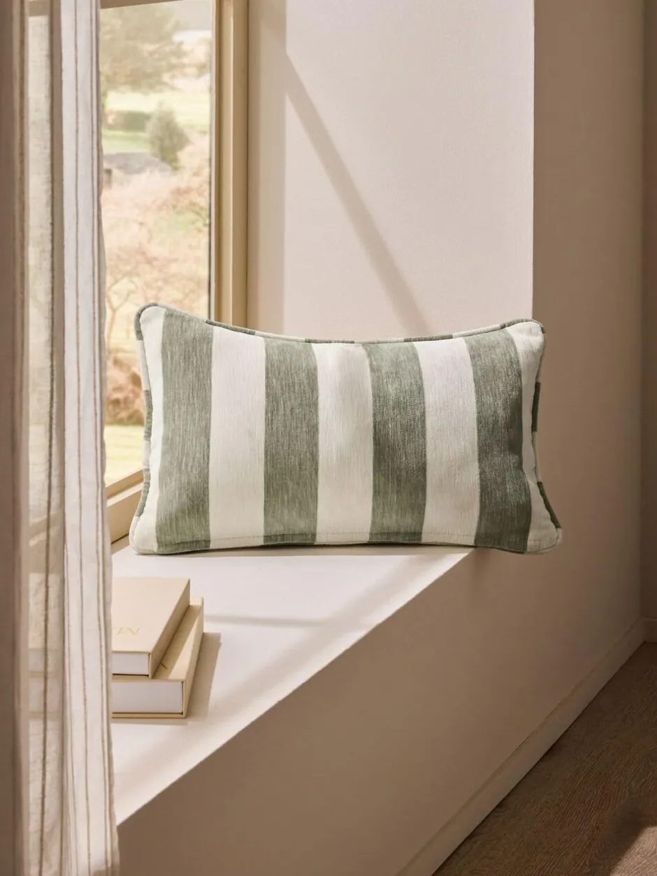 Next 50 x 30cm Chenille Stripe Cushion Sage Green Hot