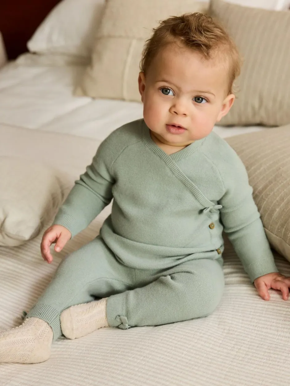 Next Baby Knitted Wrap Jumper and Leggings 2 Piece Set (0mths-2yrs) Sage Green New
