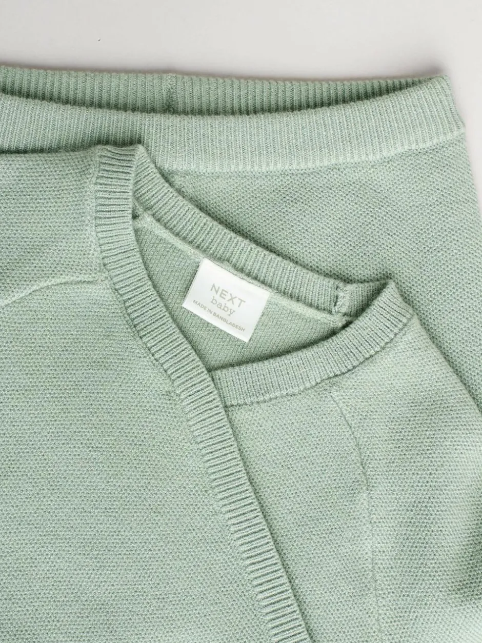 Next Baby Knitted Wrap Jumper and Leggings 2 Piece Set (0mths-2yrs) Sage Green New