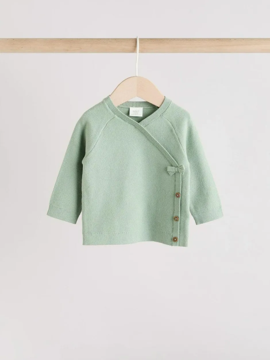 Next Baby Knitted Wrap Jumper and Leggings 2 Piece Set (0mths-2yrs) Sage Green New