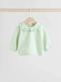 Next Sage Green/ Cream Ditsy Baby Frill Collar Sweater and Leggings 2 Piece Set (0mths-2yrs) New