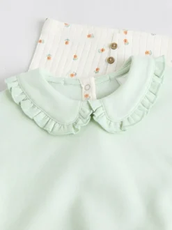 Next Sage Green/ Cream Ditsy Baby Frill Collar Sweater and Leggings 2 Piece Set (0mths-2yrs) New