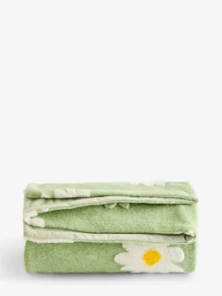 Next Sage Green Daisy Borg Fleece Throw Hot