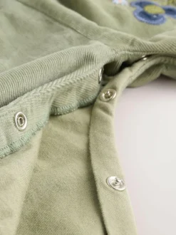 Next Sage Green Embroidered Long Sleeve Bodysuit and Cord Dungaree 2 Piece Baby Set (0mths-3yrs) New