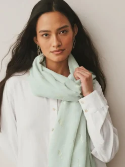Next Sage Green Foil Lightweight Scarf Outlet