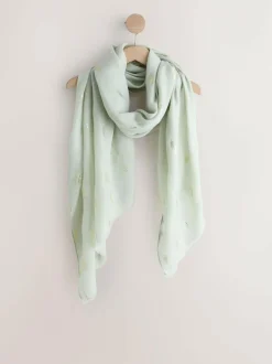 Next Sage Green Foil Lightweight Scarf Outlet