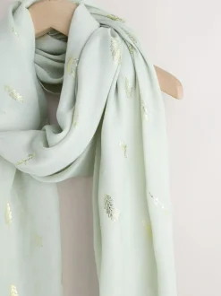 Next Sage Green Foil Lightweight Scarf Outlet