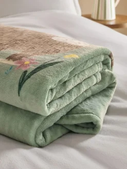 Next Sage Green Hamish The Highland Cow Spring Printed Fleece Throw Hot