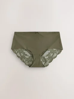 Next Sage Green Midi No VPL Lace Back Briefs 5 Pack Online