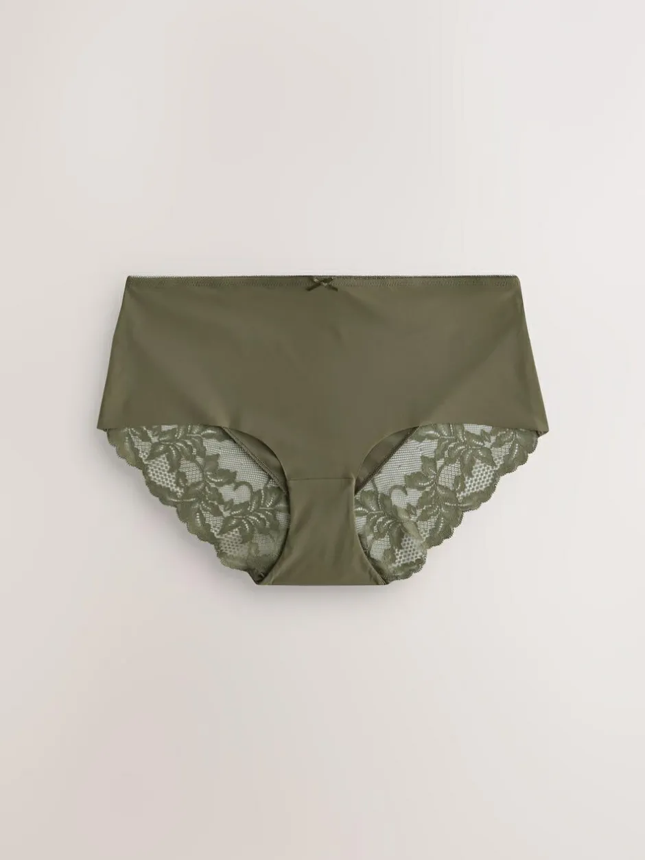 Next Sage Green Midi No VPL Lace Back Briefs 5 Pack Online