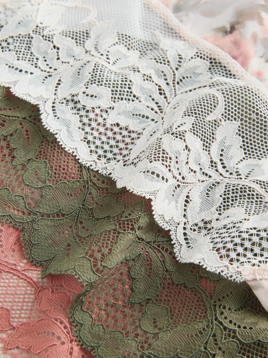 Next Sage Green Midi No VPL Lace Back Briefs 5 Pack Online