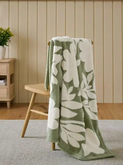 Next Sage Green Sage Floral Fleece Throw Online