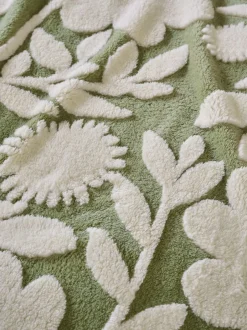 Next Sage Green Sage Floral Fleece Throw Online