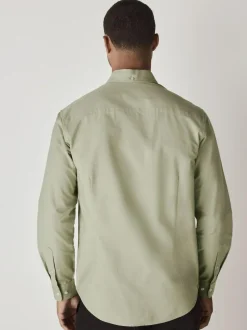 Next Sage Green Slim Fit Long Sleeve Oxford Shirt
