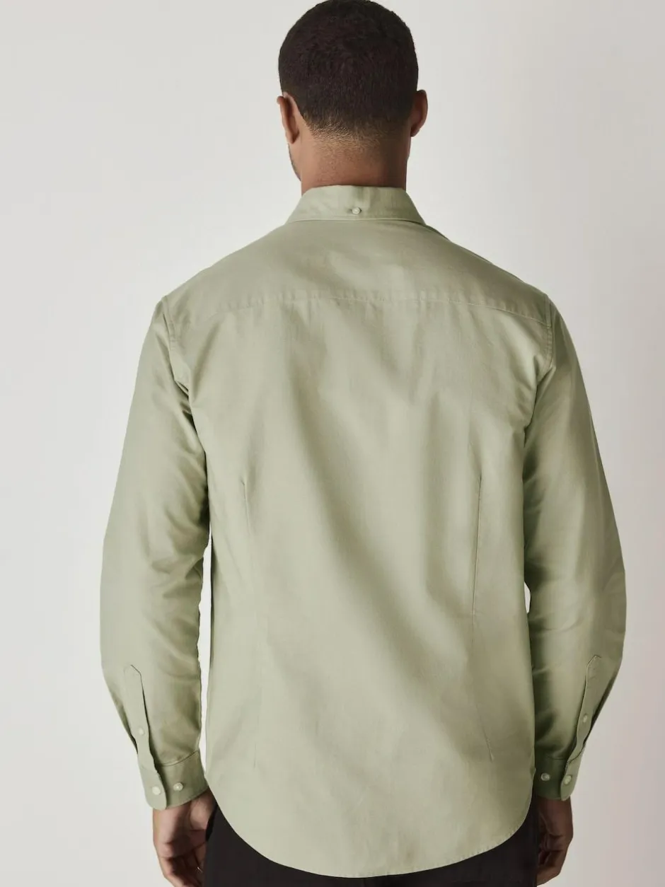 Next Sage Green Slim Fit Long Sleeve Oxford Shirt