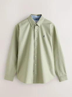 Next Sage Green Slim Fit Long Sleeve Oxford Shirt