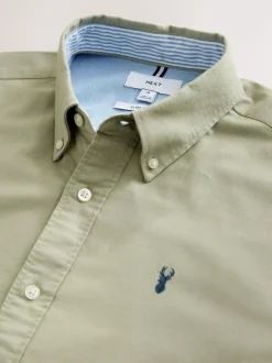 Next Sage Green Slim Fit Long Sleeve Oxford Shirt