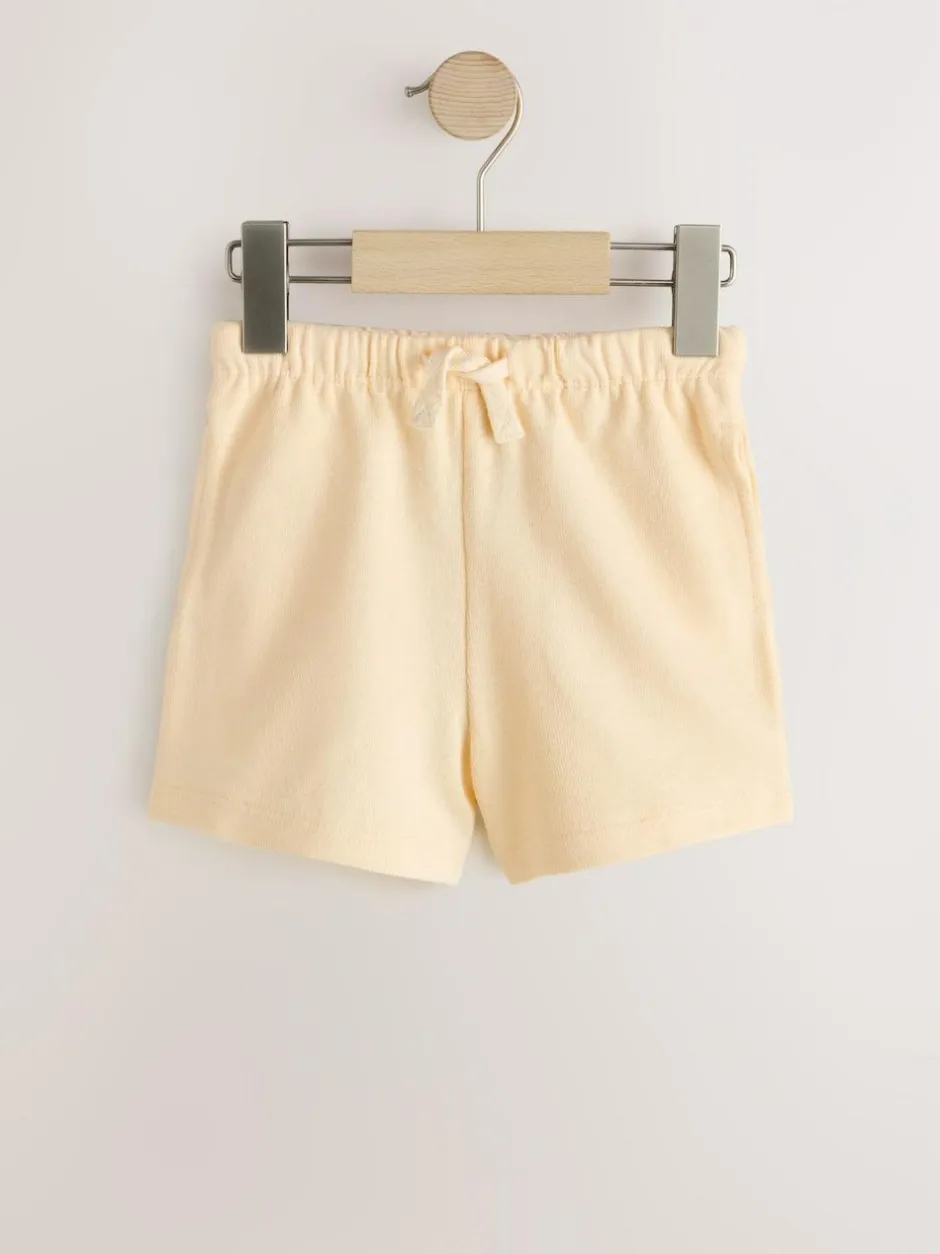 Next Textured Shorts 3 Pack (3mths-7yrs) Sage Green Soft Yellow and Pastel Stripe
