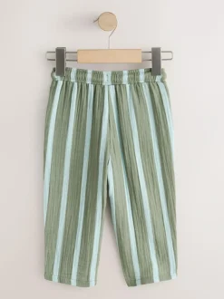 Next Soft Textured Pull On Trousers (3mths-7yrs) Sage Green Striped