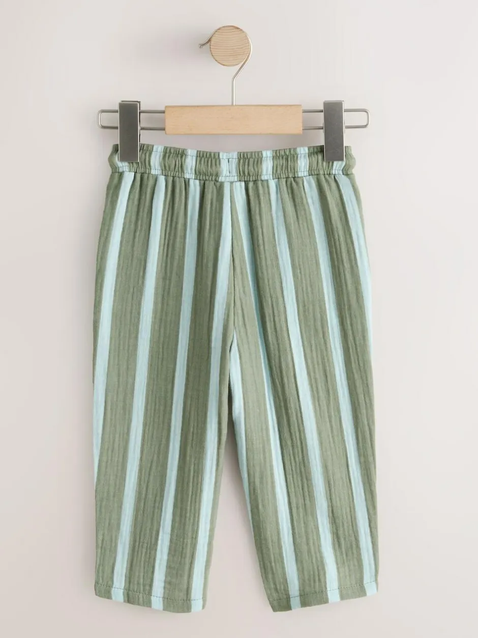 Next Soft Textured Pull On Trousers (3mths-7yrs) Sage Green Striped