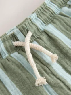 Next Soft Textured Pull On Trousers (3mths-7yrs) Sage Green Striped
