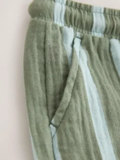 Next Soft Textured Pull On Trousers (3mths-7yrs) Sage Green Striped