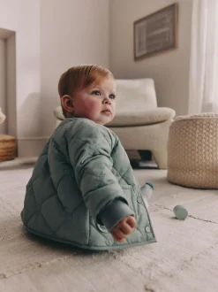 Next Sage Green Tulip Quilted Nylon Baby Jacket (0mths-2yrs) Discount