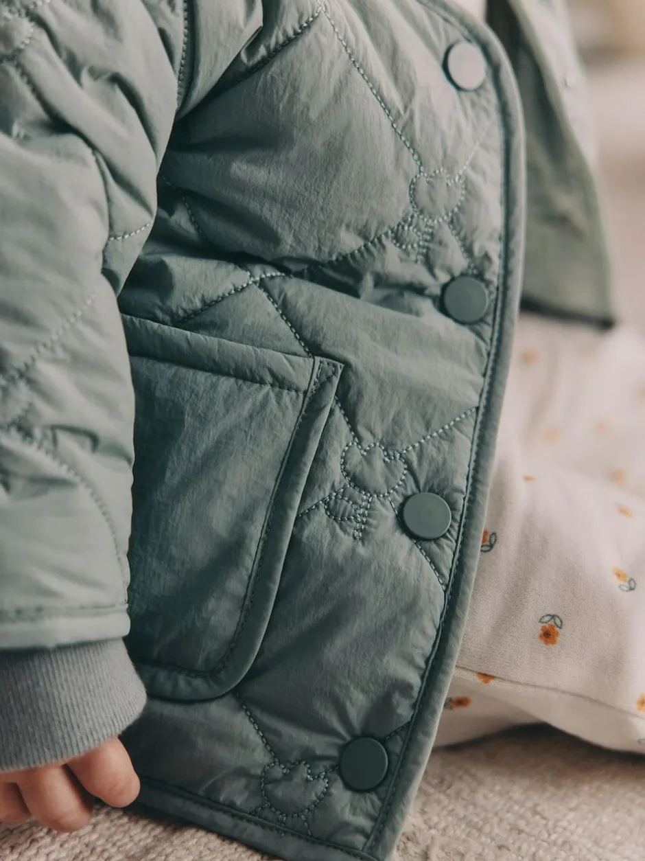 Next Sage Green Tulip Quilted Nylon Baby Jacket (0mths-2yrs) Discount