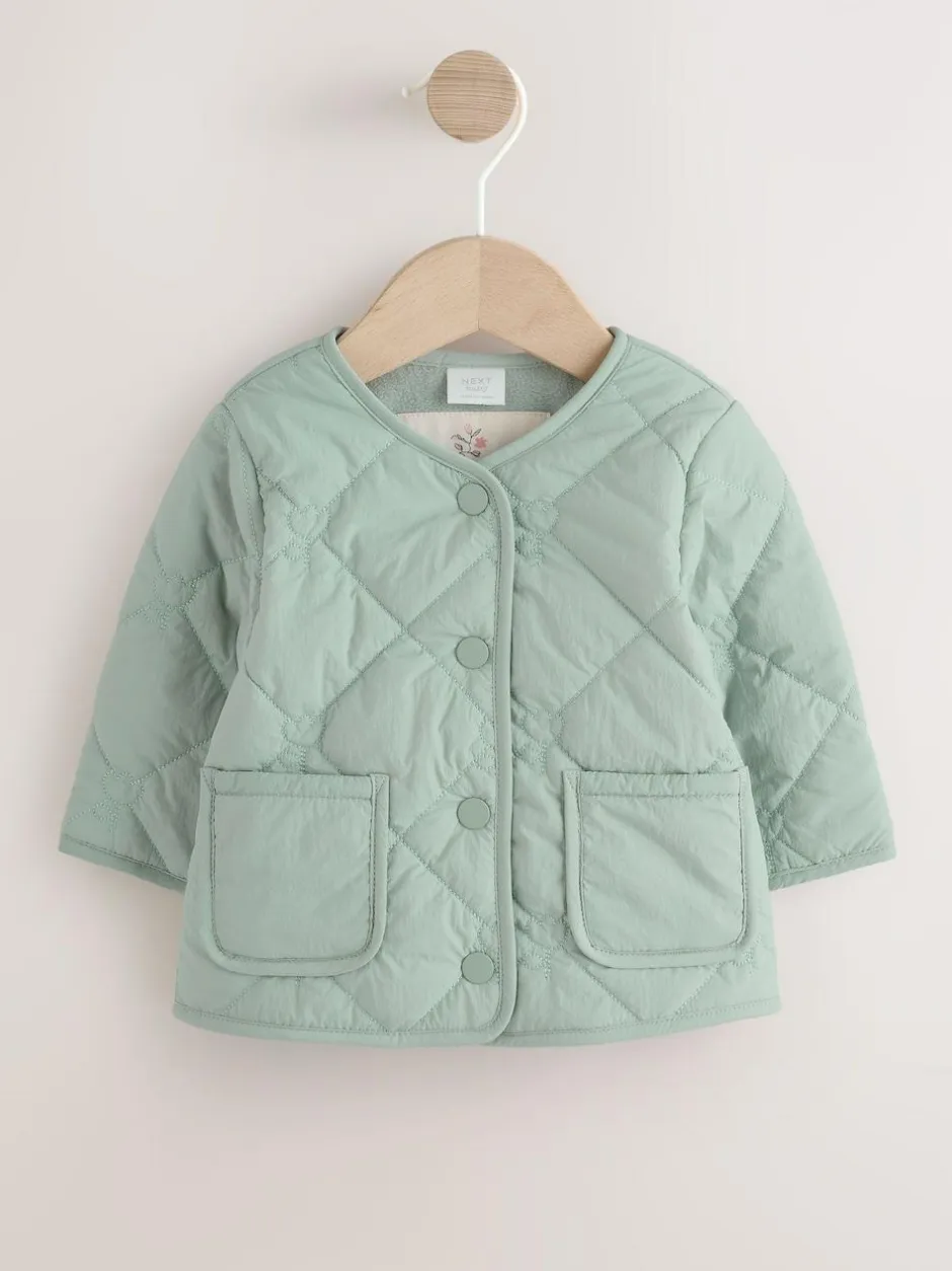 Next Sage Green Tulip Quilted Nylon Baby Jacket (0mths-2yrs) Discount